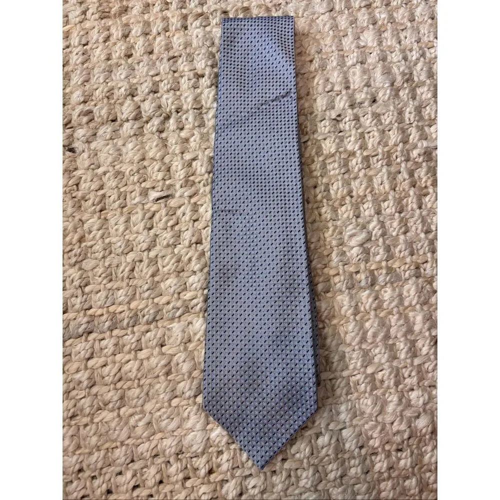 Charvet Paris Navy & light blue  Silk Geometric Tie Luxury Designer Necktie Made